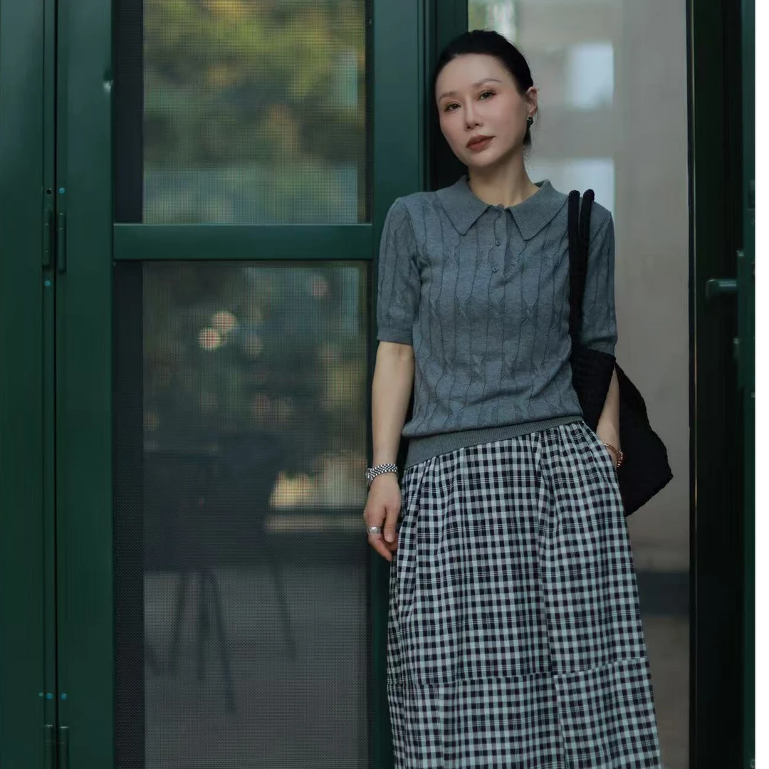 【那尚新品】早秋小众简约精致老钱风针织上衣