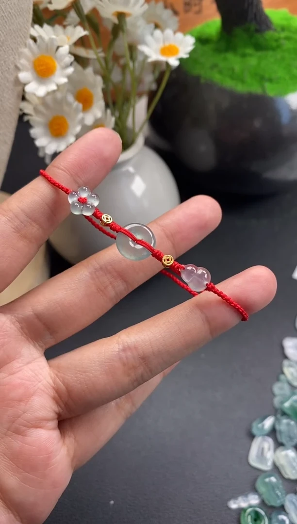 散珠翡翠小花平安扣葫芦手绳