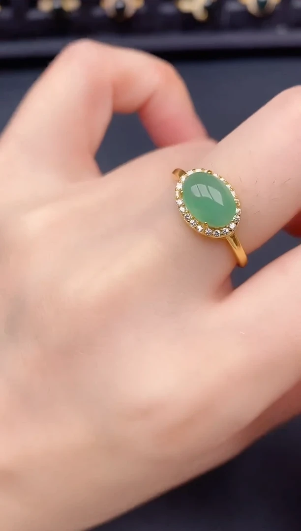 银S925镶嵌戒指翡翠天然a货翡翠47