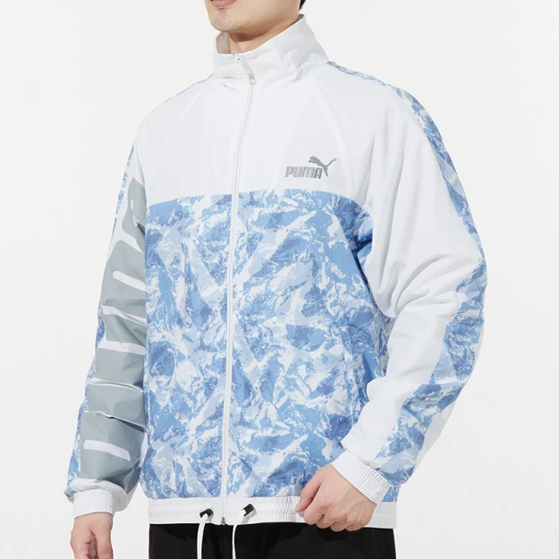 PUMA 梭织运动立领Logo夹克外套男款白色53454299