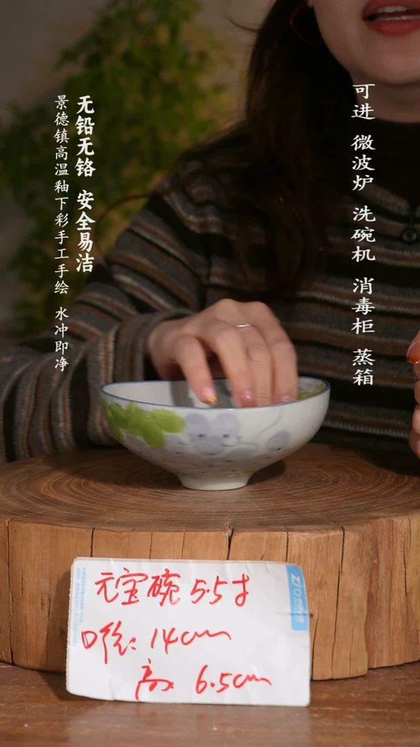 碗陶瓷景德镇高温瓷釉下彩手绘陶瓷