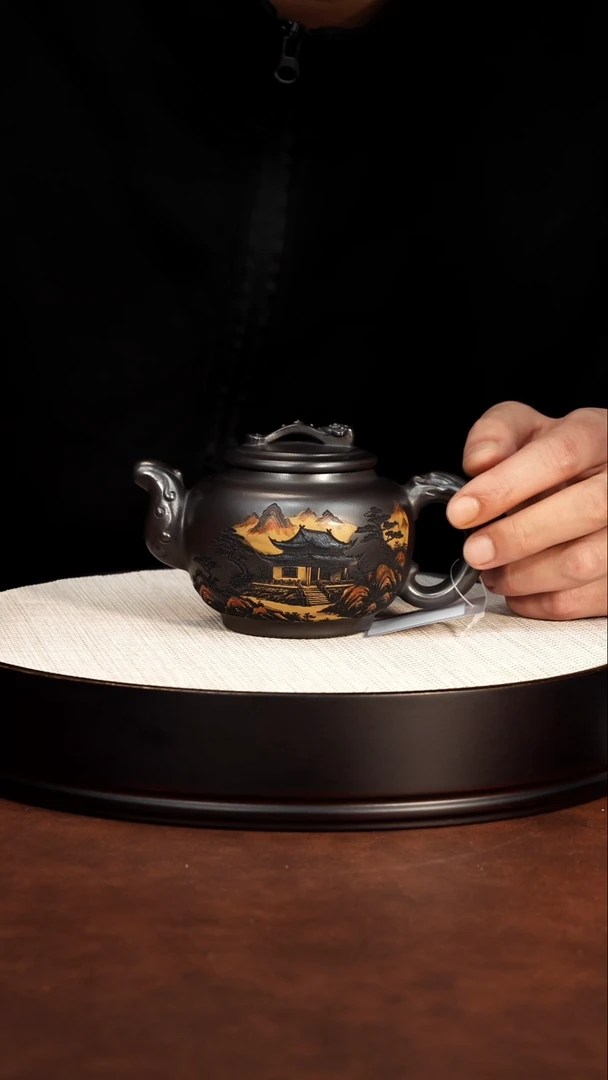 茶壶紫砂宜兴紫砂龙尊石黄