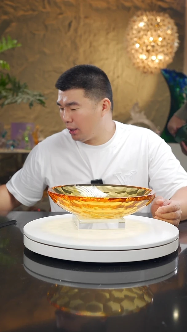 摆件福利琥珀切面果盘带底座