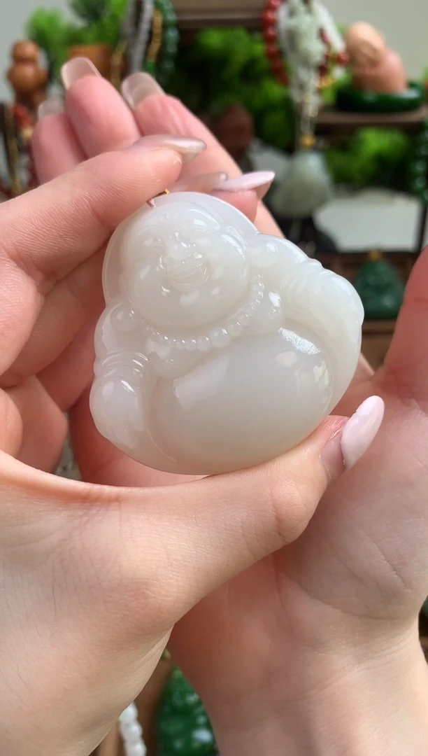 【闪购商品】和田玉颈饰18K金镶嵌吊坠50mm