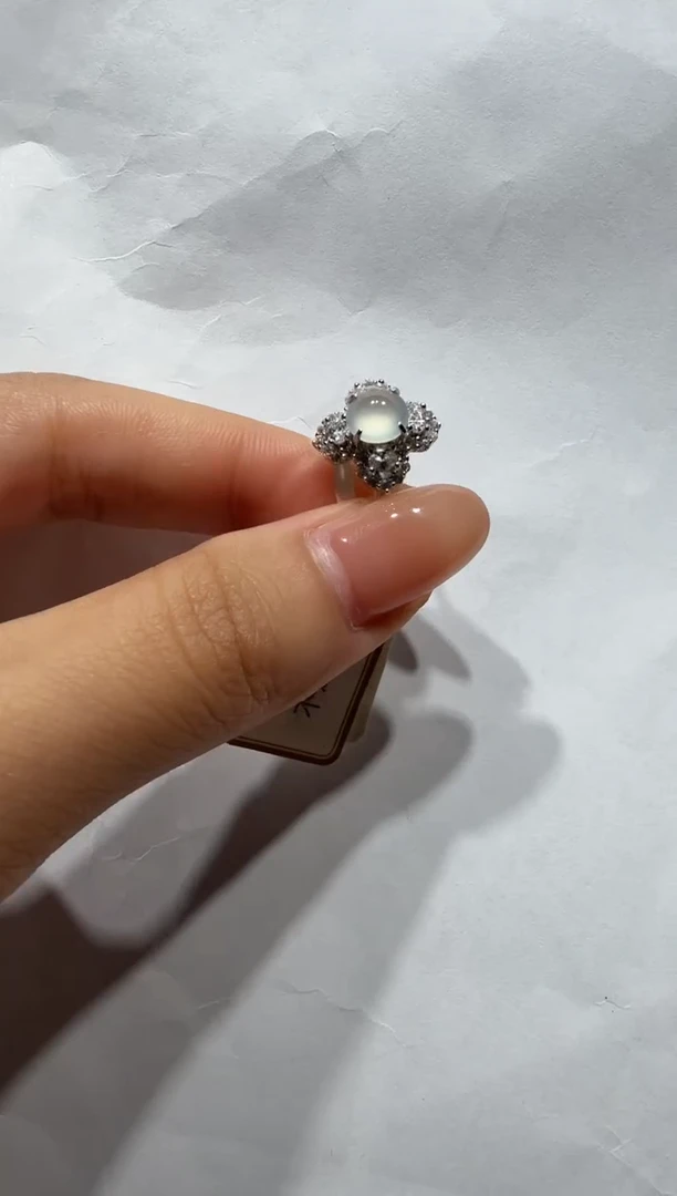 银S925镶嵌戒指翡翠925银镶缅甸A货翡翠戒指