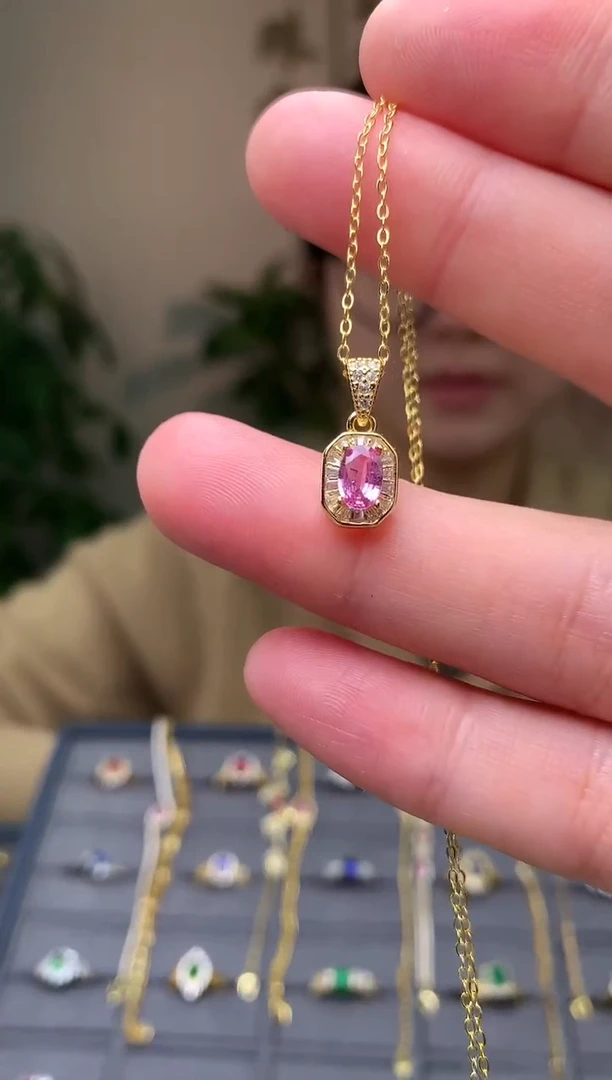 颈饰蓝宝石银S925镶嵌吊坠