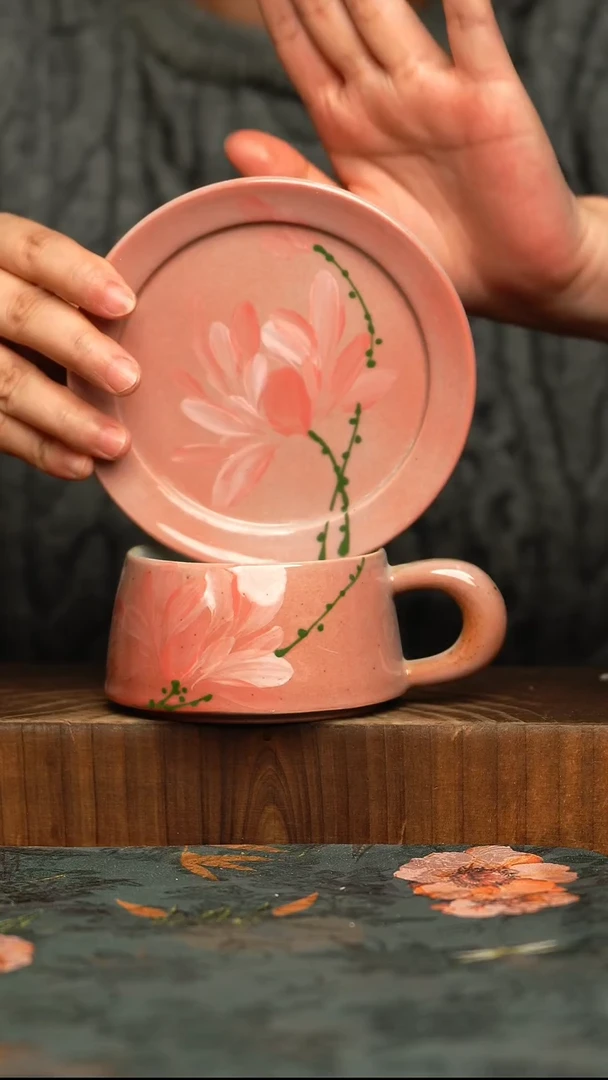 杯釉下彩手工手绘同款陶器