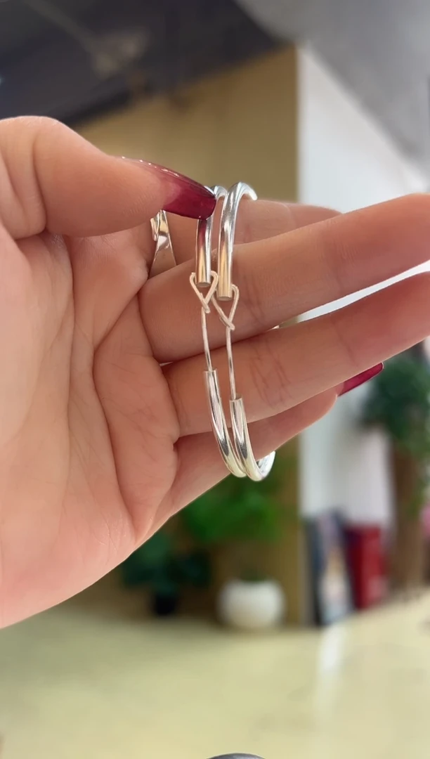 无925银雨**痕6CM耳圈