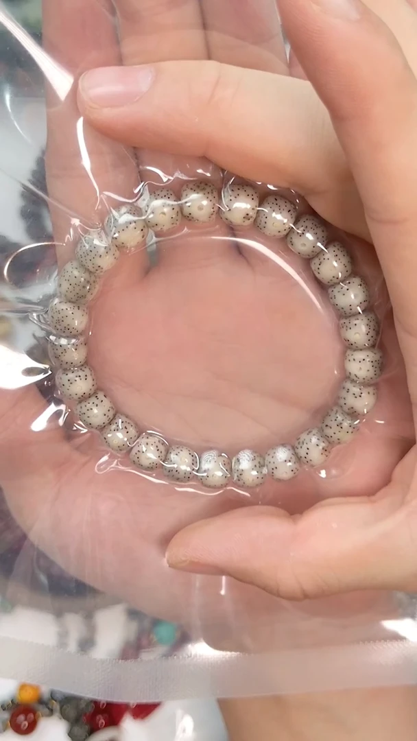 手串星月菩提糯冰小冰糖通体细星月留白9*8mm