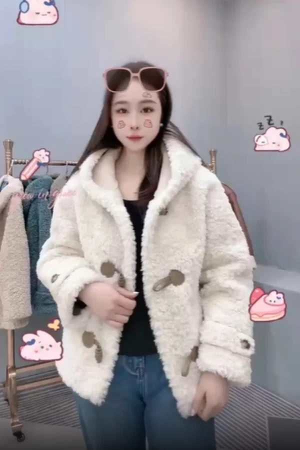 羊羔毛短款外套冬季新款韩版颗粒绒皮毛一体