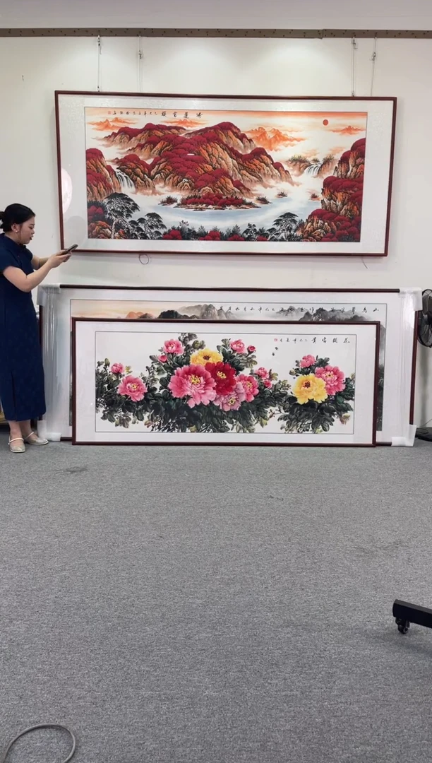国画花开富贵208*86手绘国画