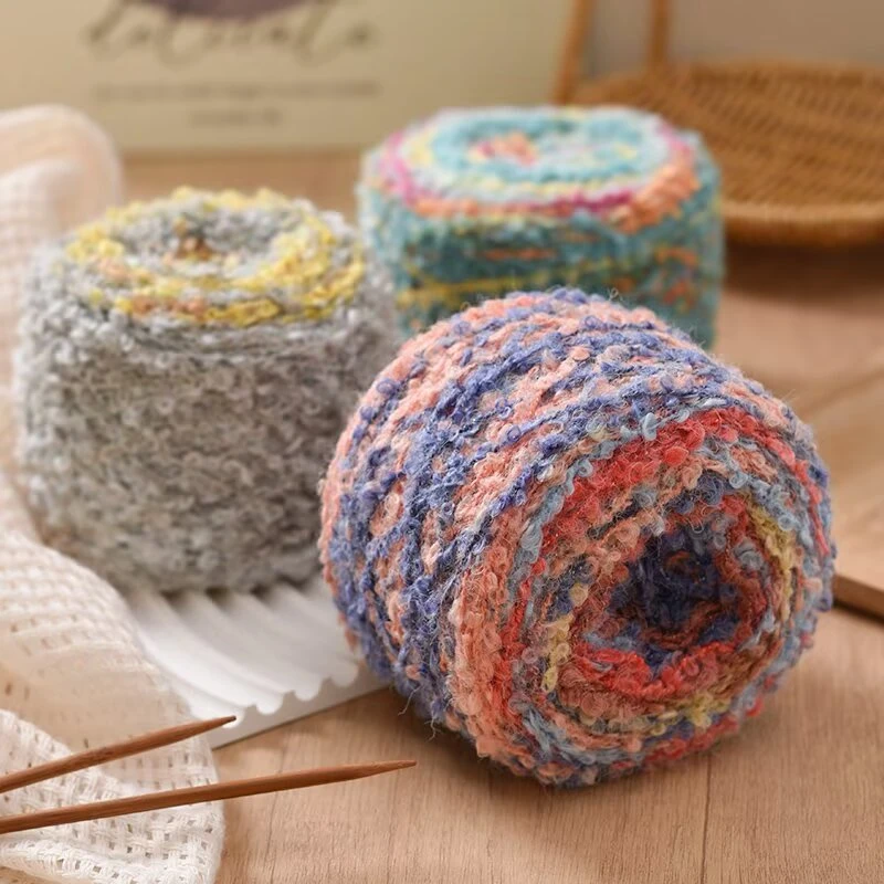 油画长段染马海毛毛线圈圈羊毛围巾diy手工毛衣编织渐变外套帽子