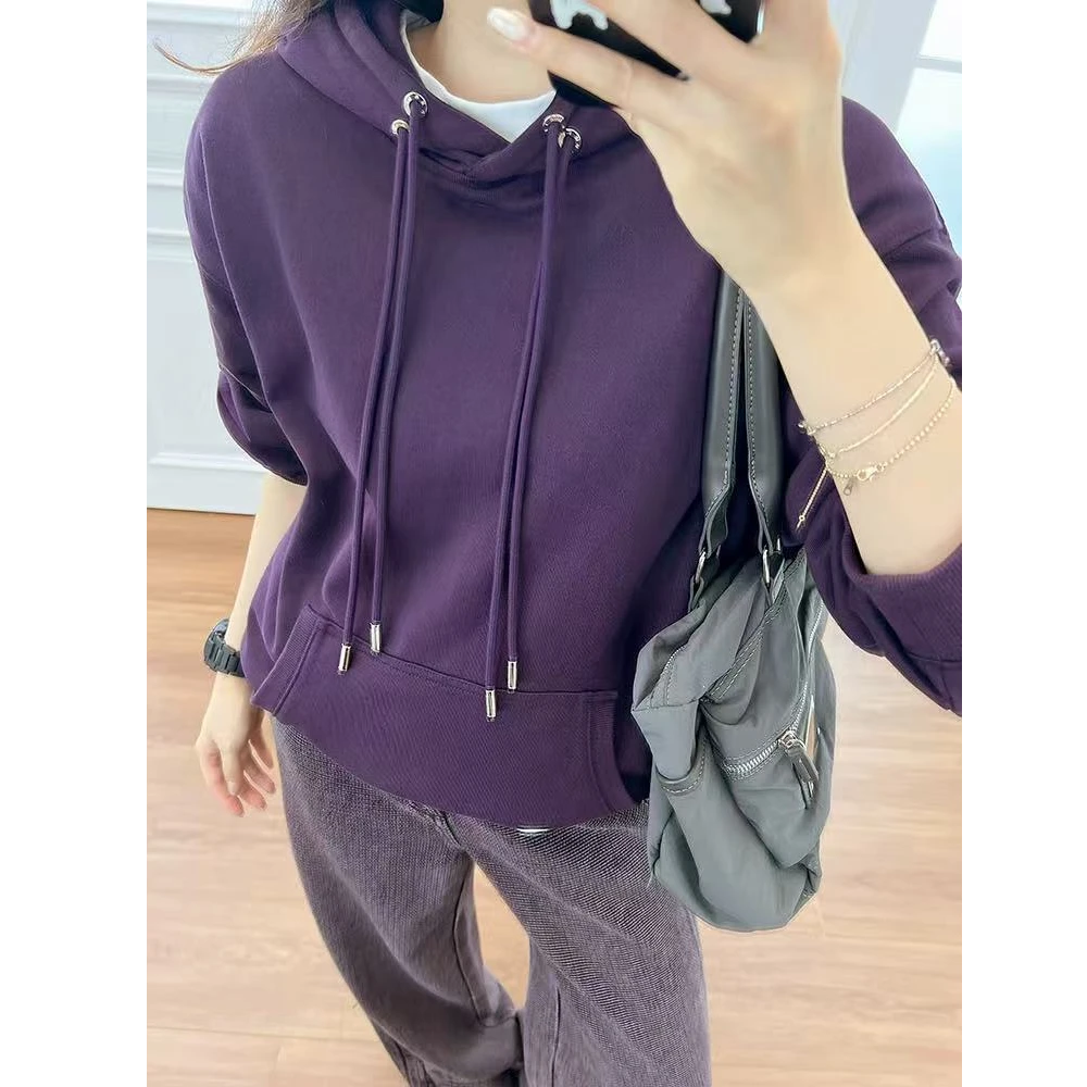 美洋MEIYANG 西梅酱卫衣 双股纱精梳棉_休闲宽松袋鼠兜连帽-周四