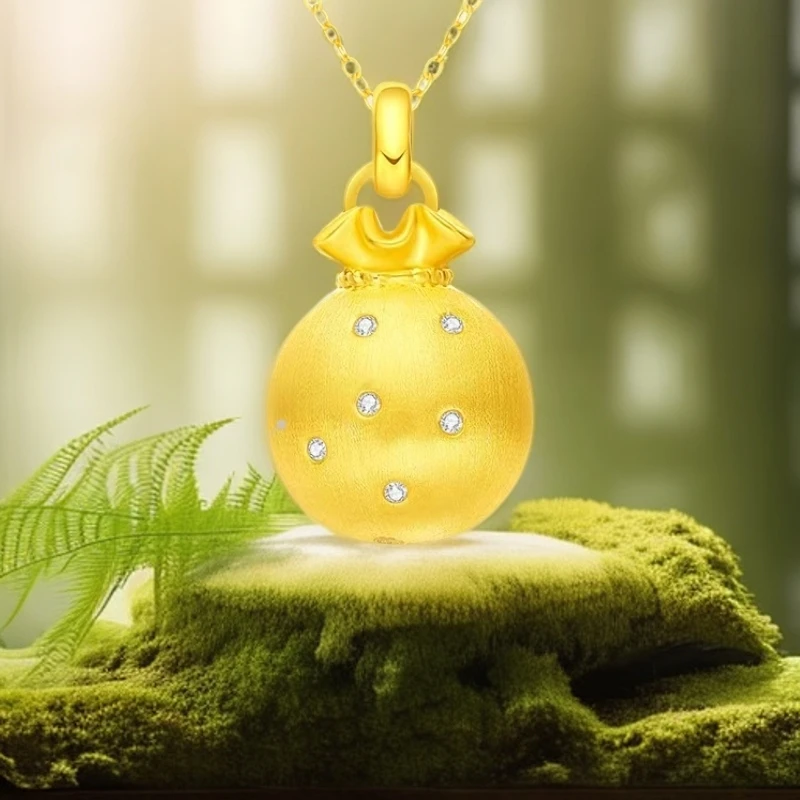 （七夕专享）18K金拉丝福袋吊坠福气满满细闪光芒款