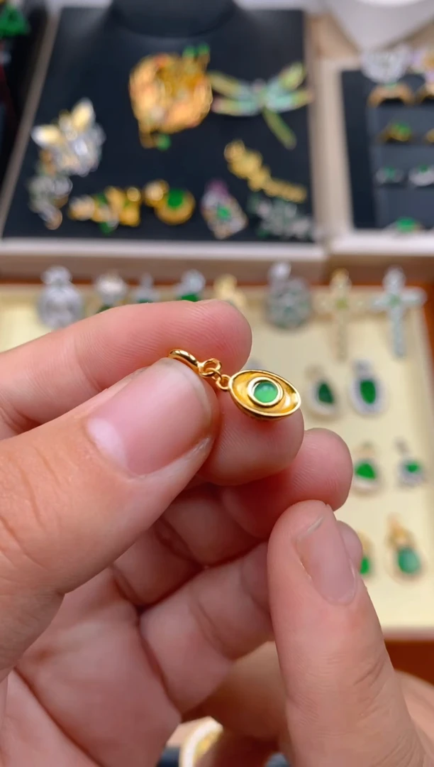 【闪购商品】翡翠吊坠(不含链)银S925镶嵌元宝