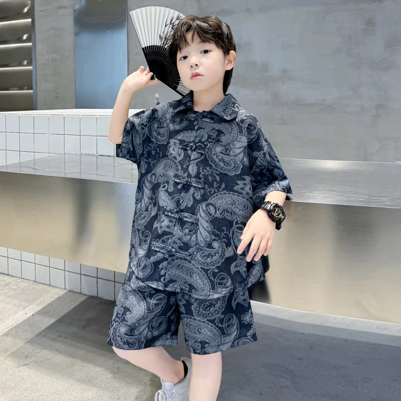 MK&UR.BV男童汉服套装2025新款中式国风男孩表演服儿童polo夏季潮