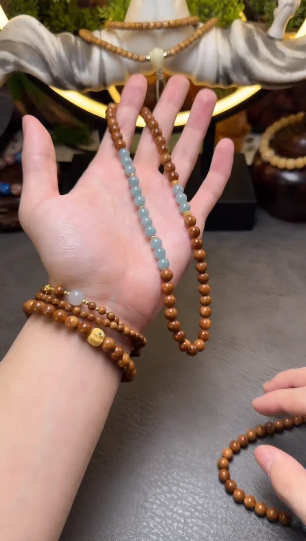 手串库克未镶嵌库克蓝水翡翠圆珠双圈