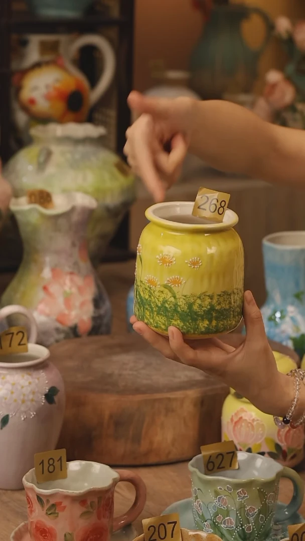 陶瓷268景德镇设计师手作花器摆件侘寂风