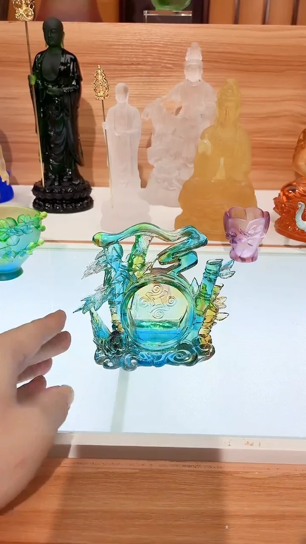 手工艺品琉璃彩色祝福摆件