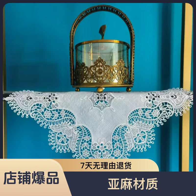 2503亚麻绣花酒柜盖巾欧式风格桌布桌布防油防水又防烫2025年新款