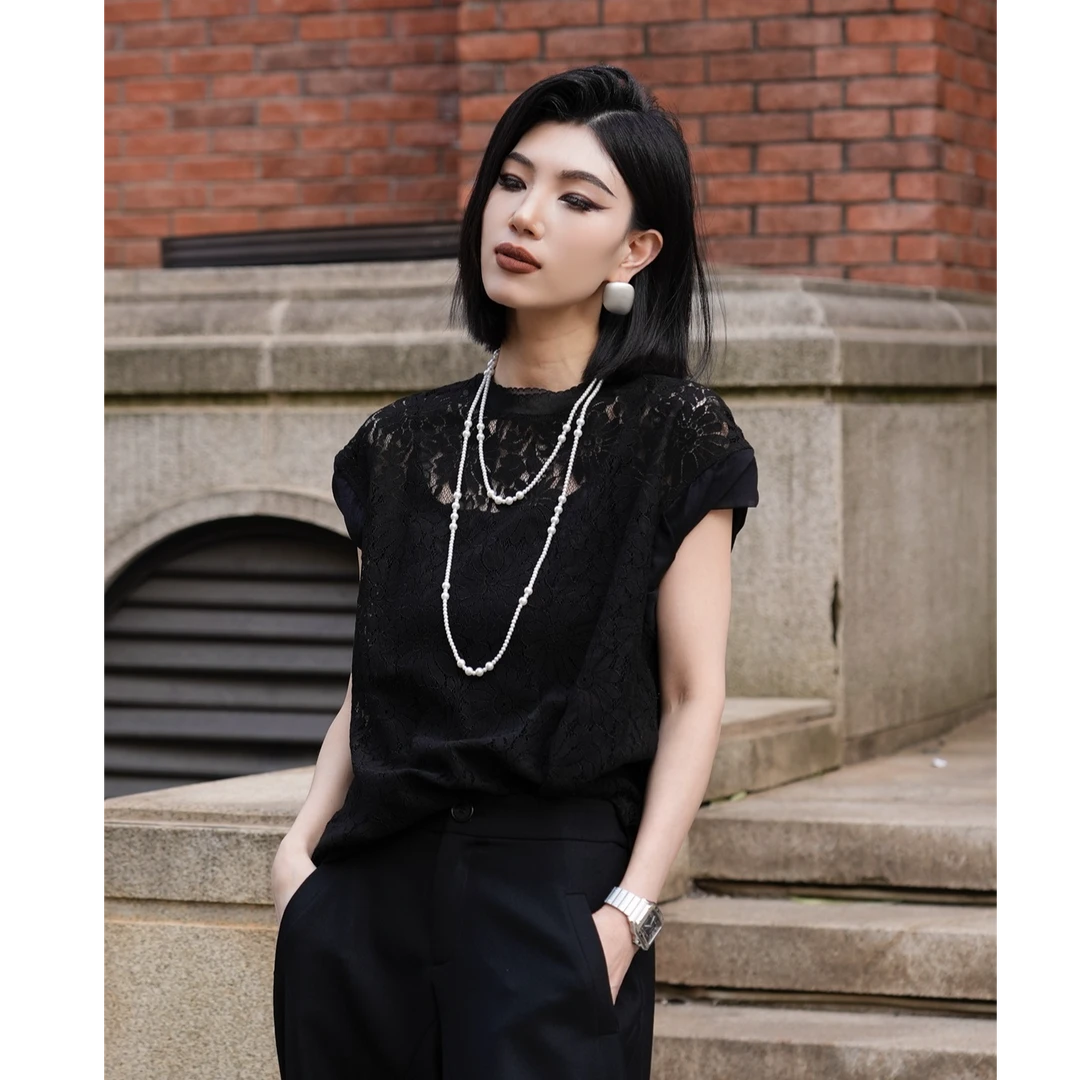 POPULARYW【秦桑春思】Z·R上品屋 法式刺绣勾花镂空蕾丝宽松上衣