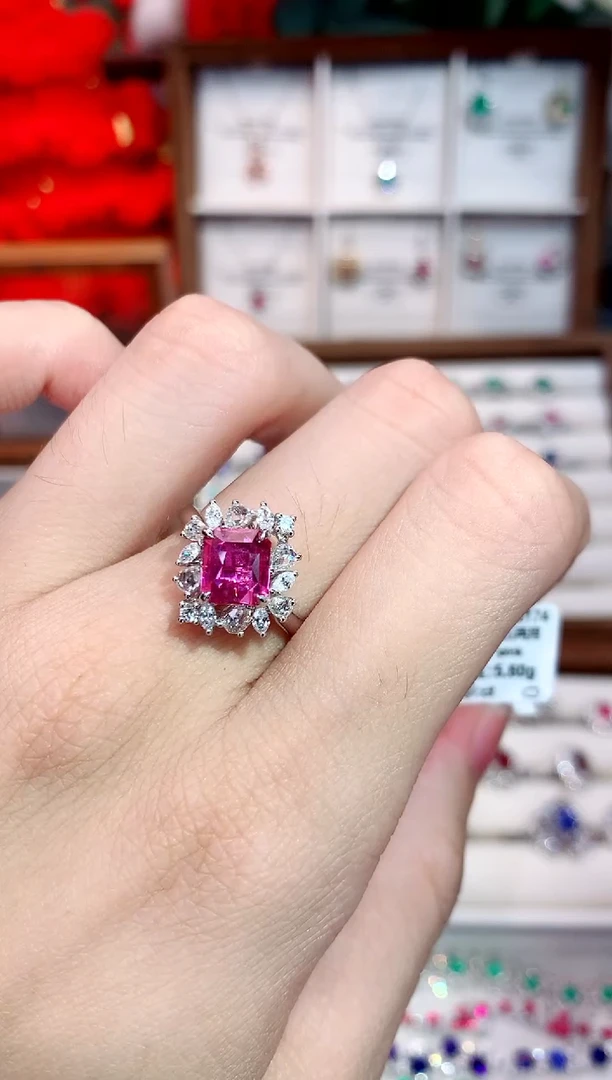 戒指彩色蓝宝石18K金镶嵌2.06ct/天然宝石/七天无理由