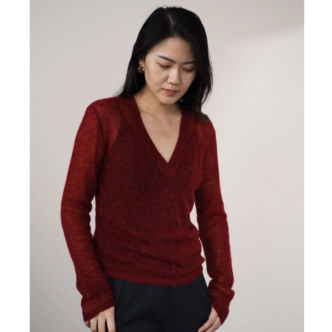 【羊驼V领衫】秋冬新款气质羊驼毛V领毛针织衫