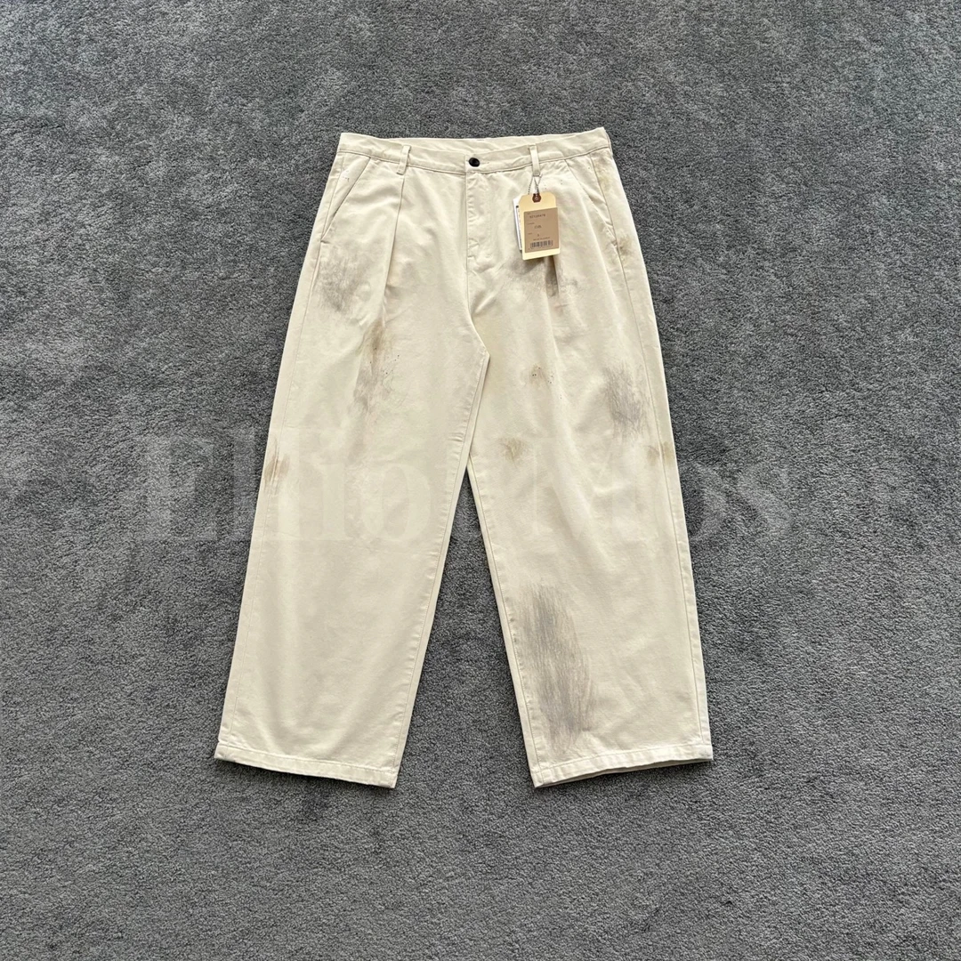 酵洗磨边~Painted Casual Pants 涂漆做旧单褶休闲裤-0977