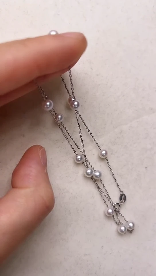 【闪购商品】淡水珍珠颈饰银S925镶嵌银色满天星