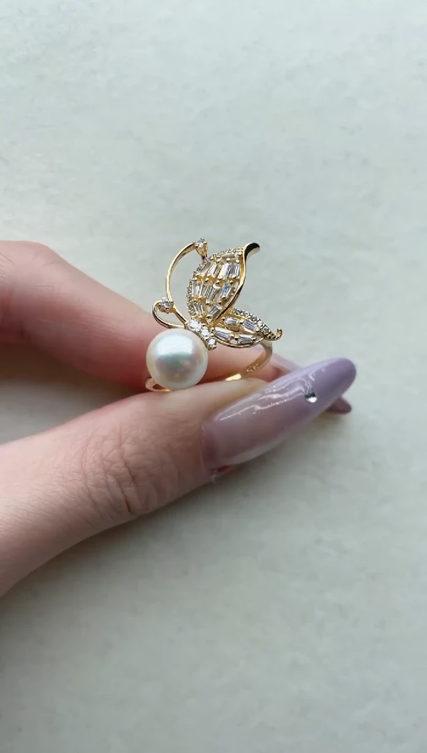 银S925镶嵌海水珍珠戒指57