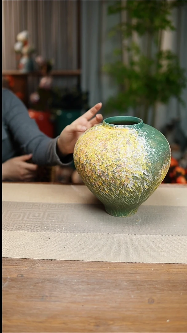 花器涂鸦绿月亮罐