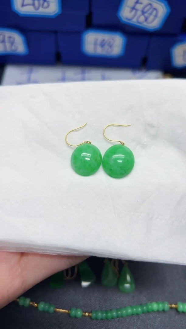 【闪购商品】翡翠耳饰18K金镶嵌Y缅料A货/多样性发货/一件