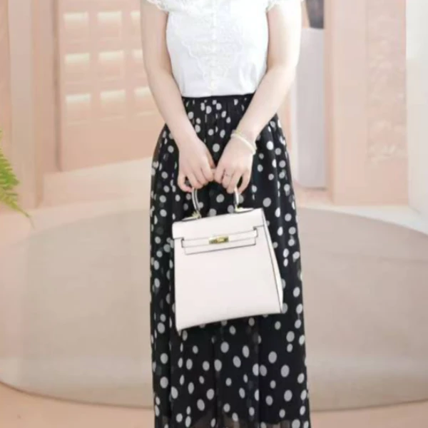 （现货先发）2025夏季波点新款长款半身裙女高腰遮肚显瘦大摆裙