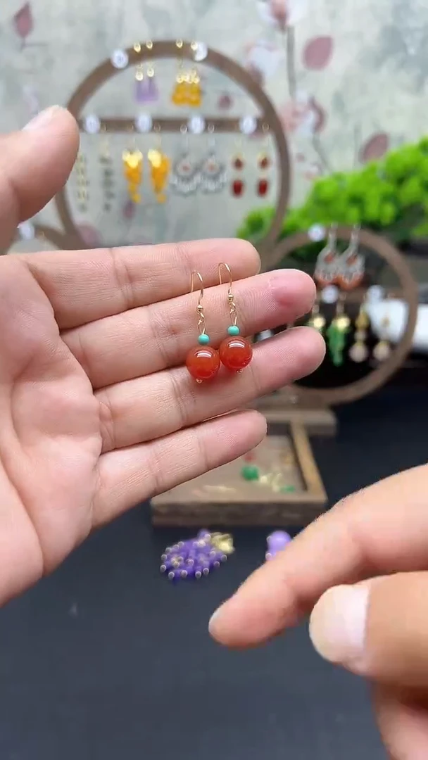 银S925镶嵌耳饰玛瑙/玉髓101