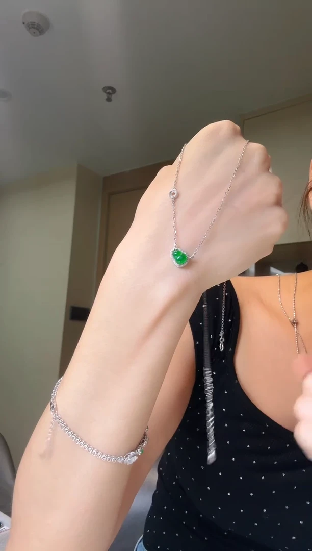 套链银S925镶嵌翡翠天然翡翠吊坠