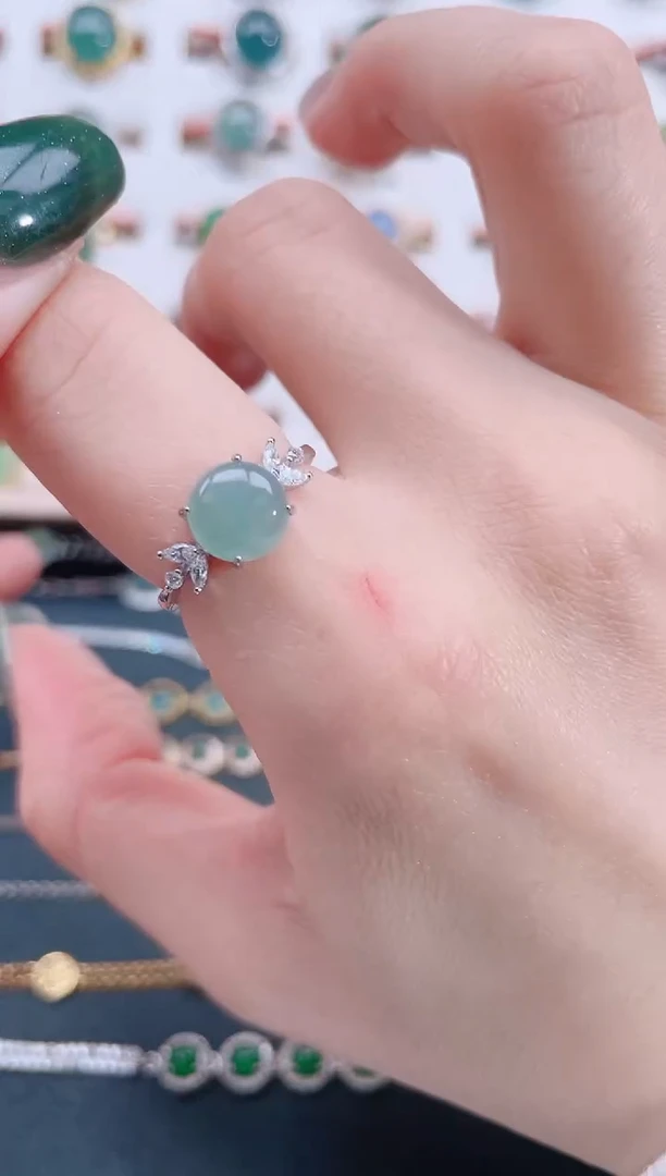 银S925镶嵌戒指翡翠天然翡翠