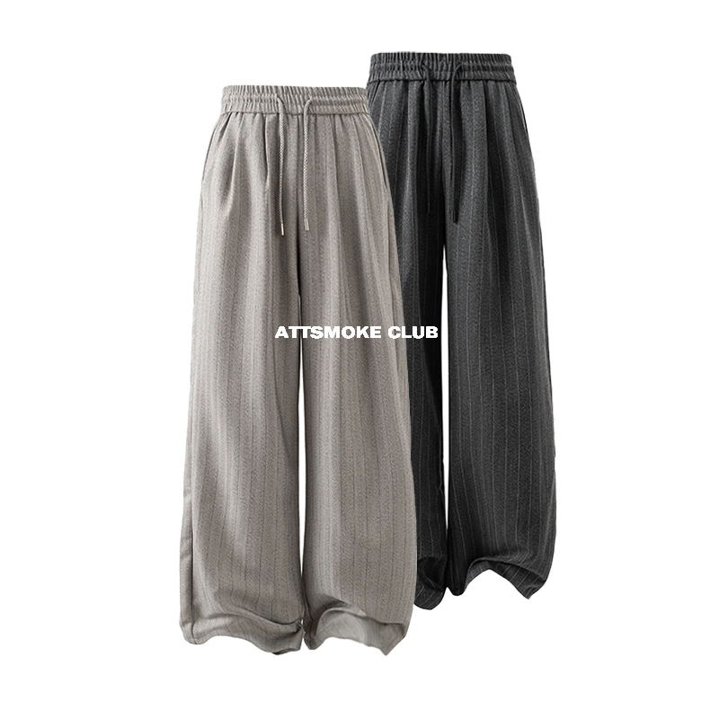 【线上商店】老钱风cleanfit条纹休闲裤肌理感垂感直筒阔腿西裤