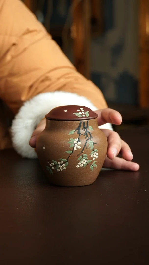 茶杯紫砂36号 跨年特惠 繁花茶叶罐50克 宜兴紫砂原矿作品