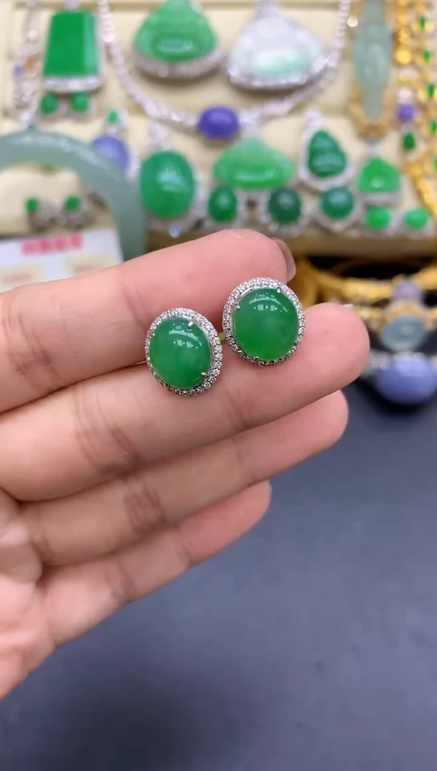 18K金镶嵌翡翠耳饰410-中国好珍宝