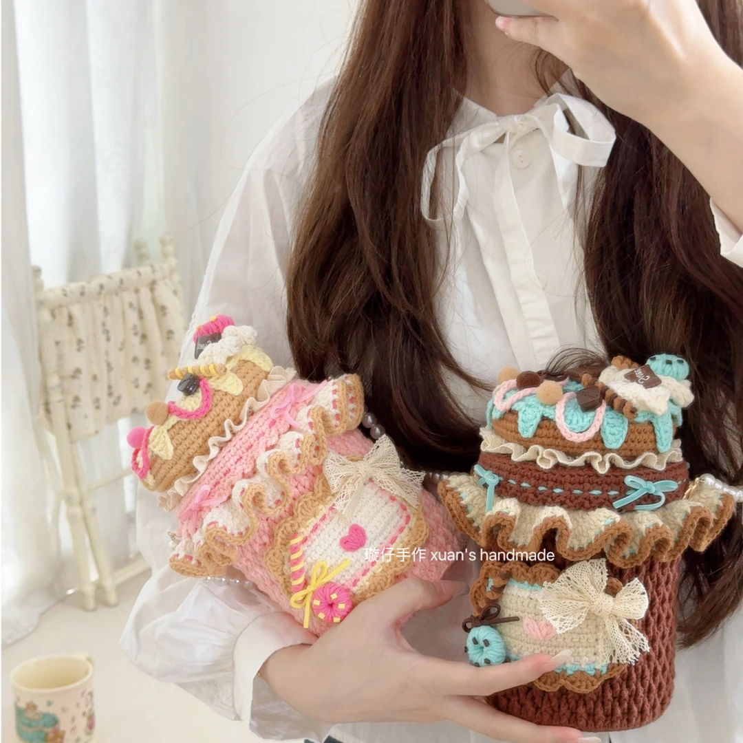 璇仔手作 原创薄巧甜甜圈桶包钩针编织手工diy材料包手提斜挎发巾