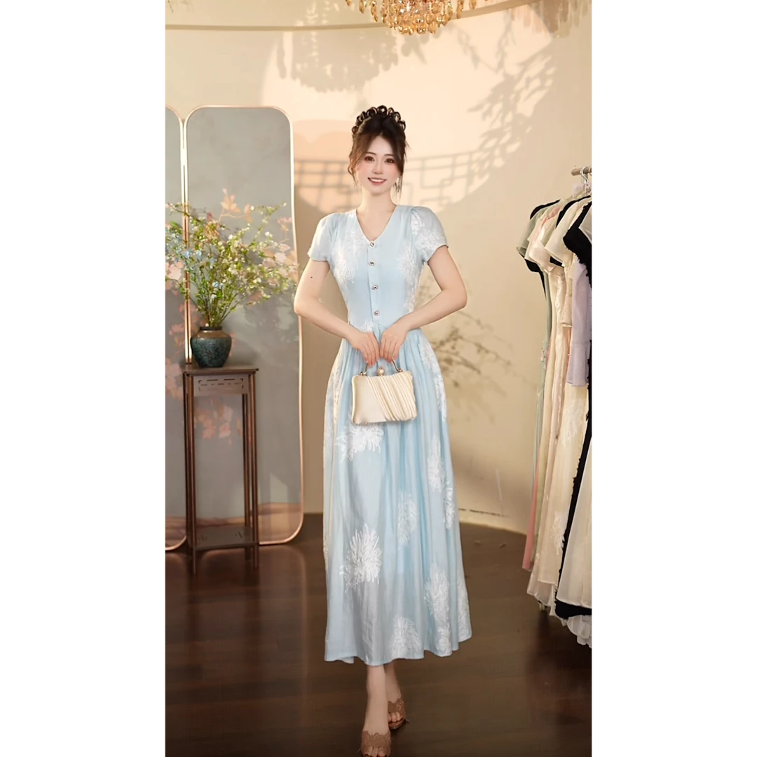 瑞瑞定制-1530（海盐岛屿）连衣裙Q7777