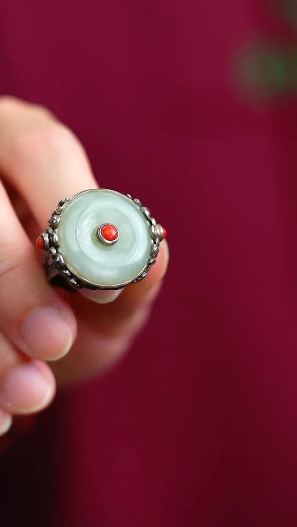 银S925镶嵌戒指翡翠戒指