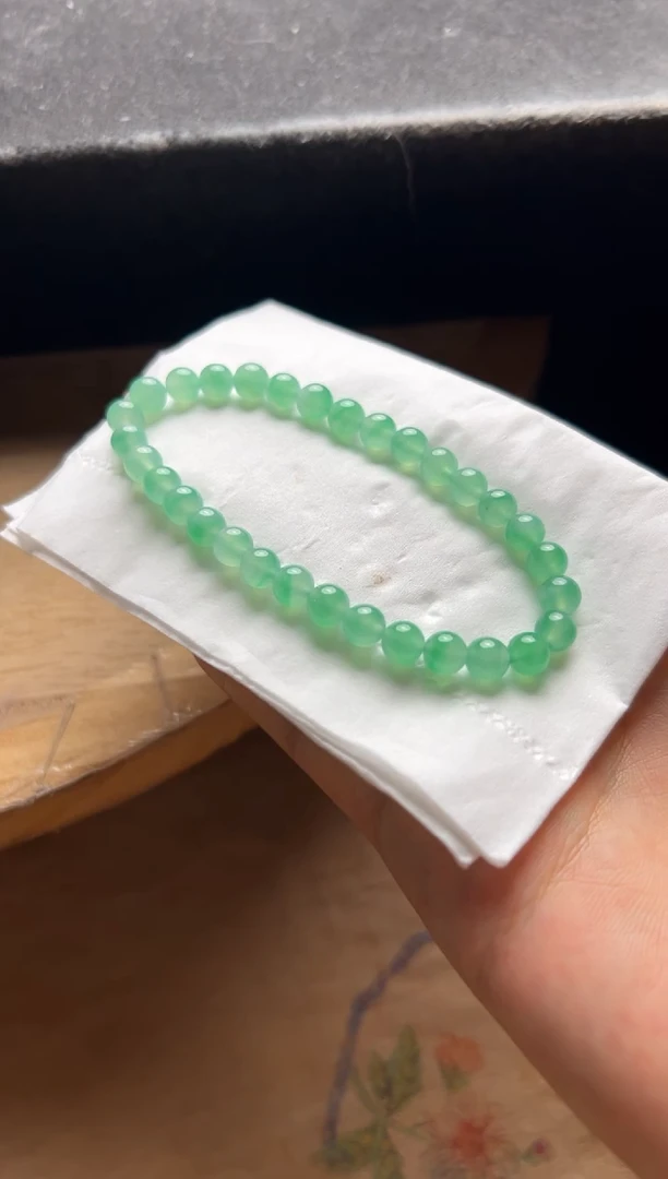 定制翡翠未镶嵌绿手串75000+3750-xmy073