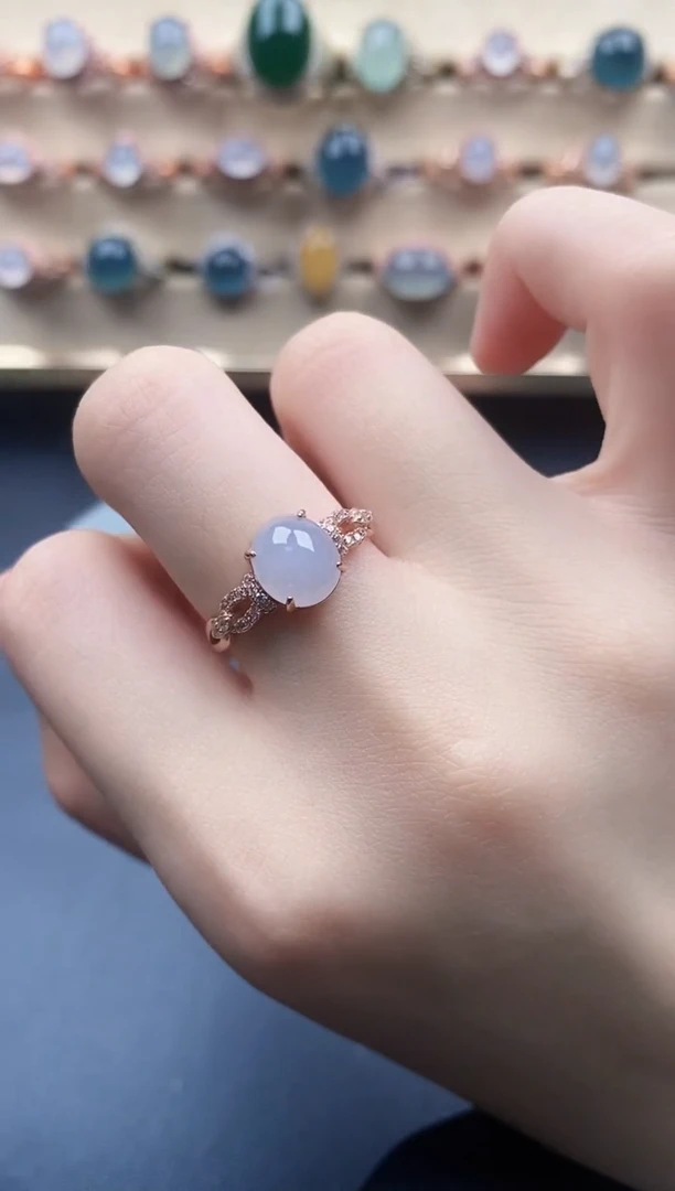 翡翠戒指银S925镶嵌一物一证一礼盒