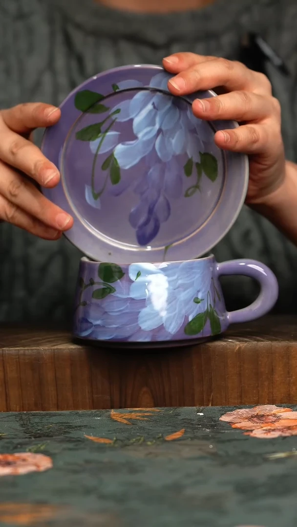 杯釉下彩手工手绘同款陶器