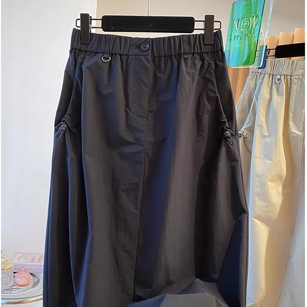 韩国a字版工装半身裙女夏季2025新款宽松休闲百搭复古中长款裙子
