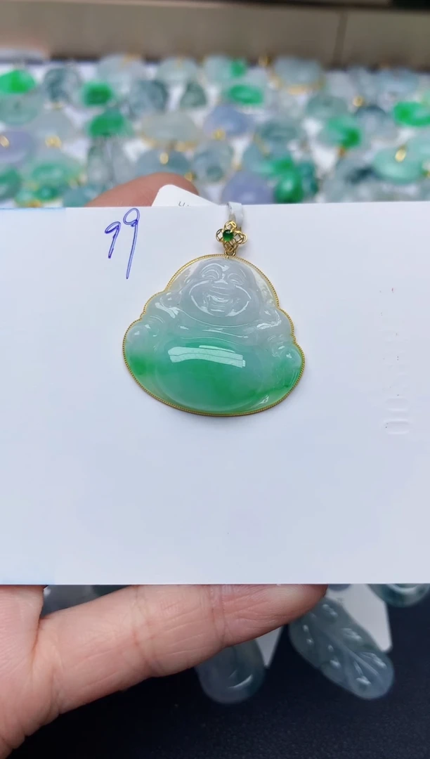 【闪购商品】翡翠颈饰18K金镶嵌天然翡翠A货