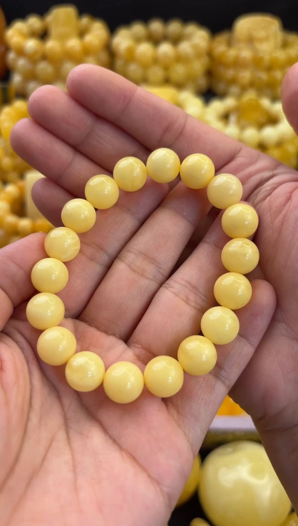 手串蜜蜡未镶嵌11+奶黄白满蜡