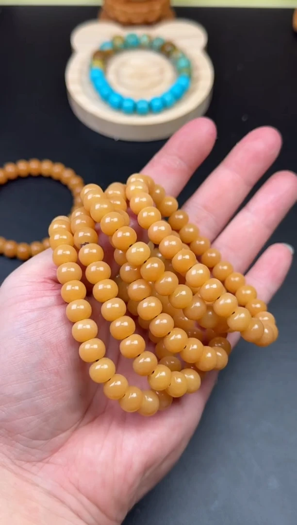 手串菩提根/象牙果鸡油黄7X9老型单圈