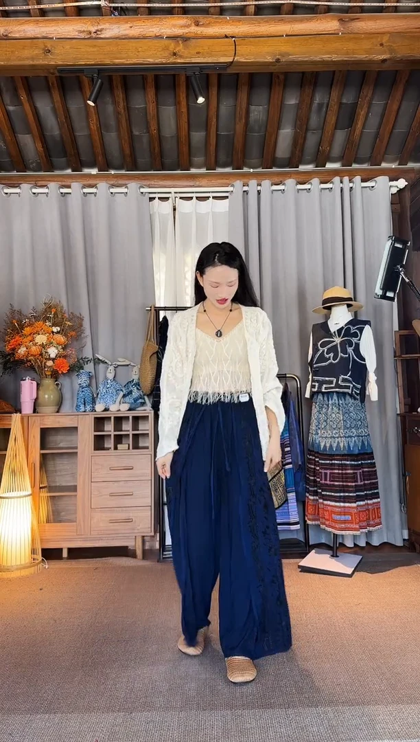 设计师款深蓝飞飞裤